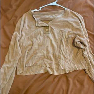 american eagle button cropped sweater